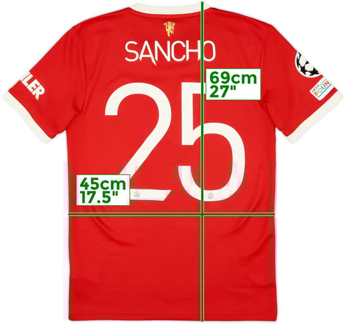 2021-22 Manchester United Home Shirt Sancho #25 - 7/10 - (S)