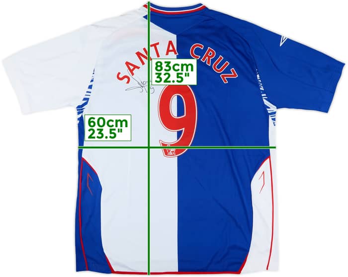 2007-08 Blackburn Rovers Signed Home Shirt Santa Cruz #9 (XL)