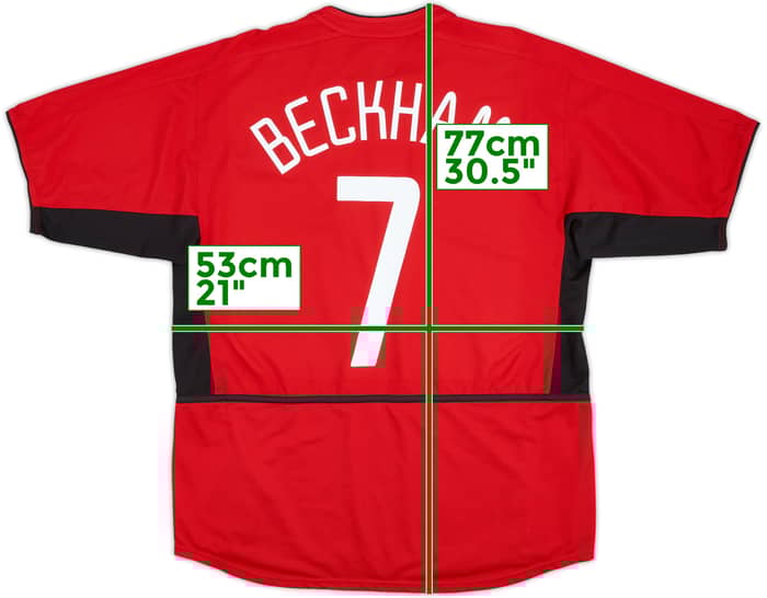 2002-04 Manchester United Home Shirt Beckham #7 - 8/10 - (L)