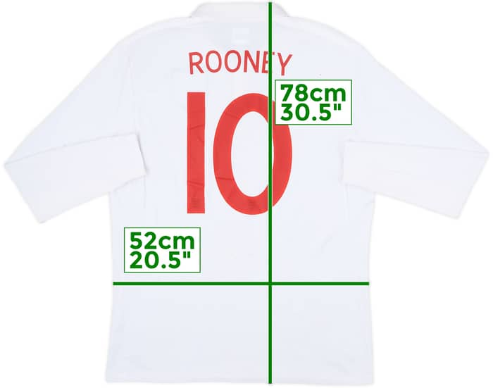 2009-10 England Home L/S Shirt Rooney #10 - 6/10 - (L)