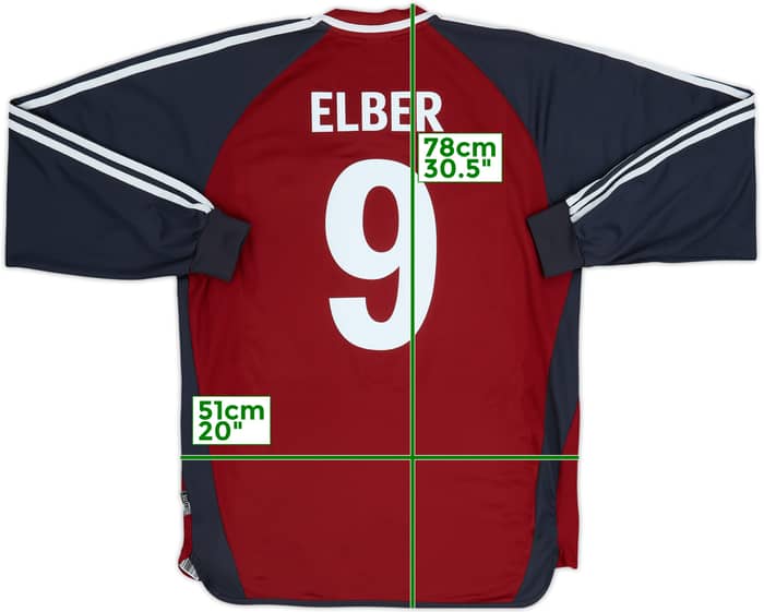 2001-02 Bayern Munich Version joueur Domicile Maillot manches longues Elber #9 - 6/10 - (M)