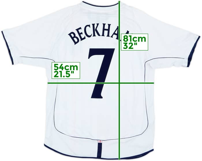 2001-03 Inglaterra Camiseta Local Beckham #7 - 5/10 - (XL)