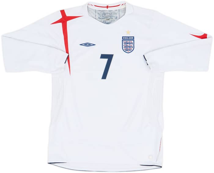 2005-07 England Home Shirt Beckham #7 - 7/10 - (XL.Boys)