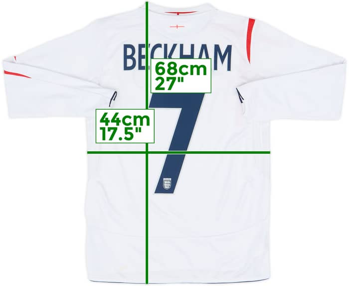 2005-07 England Home Shirt Beckham #7 - 7/10 - (XL.Boys)