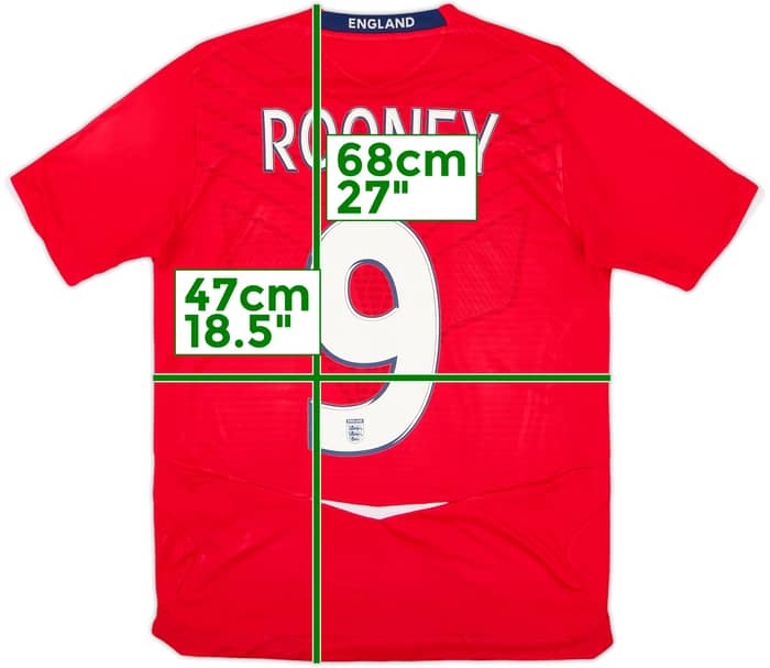 Camiseta de visitante de Inglaterra 2008-10 Rooney #9 - 8/10 - (XL.Niños)