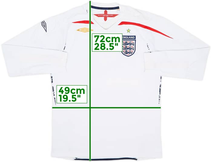 2007-09 England Home L/S Shirt - 4/10 - (M)