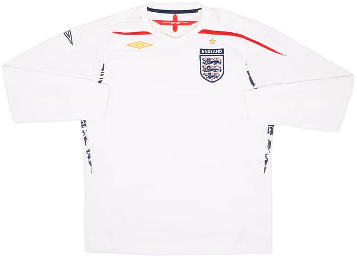 2007-09 England Home L/S Shirt - 5/10 - (L)