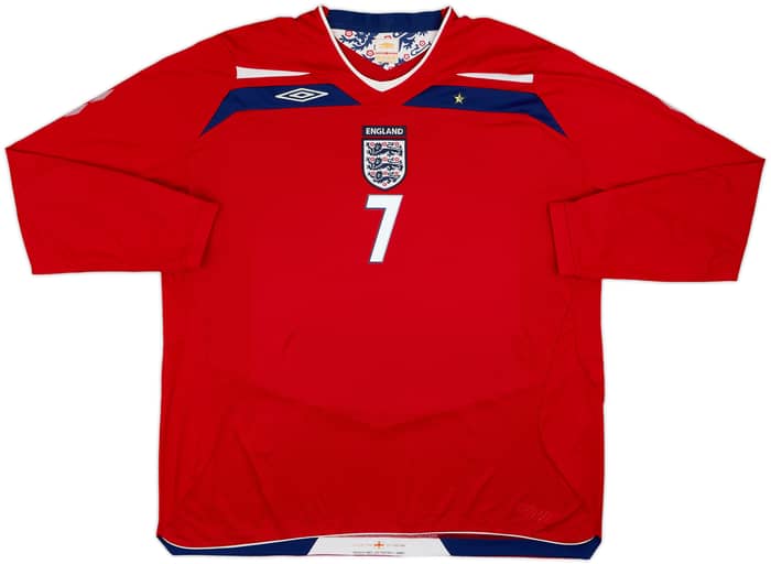 2008-10 England Away L/S Shirt Beckham #7 - 8/10 - (3XL)