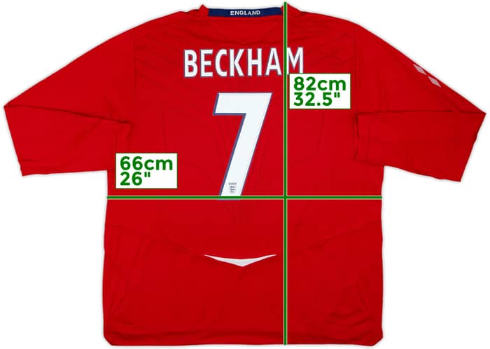 2008-10 England Away L/S Shirt Beckham #7 - 8/10 - (3XL)