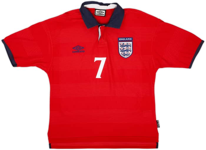1999-01 England Away Shirt Beckham #7 - 8/10 - (Y)