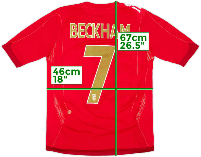 2006-08 England Away Shirt Beckham #7 - 6/10 - (14-15 Years)