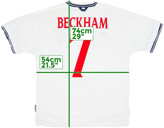 1999-01 England Home Shirt Beckham #7 - 6/10 - (L)