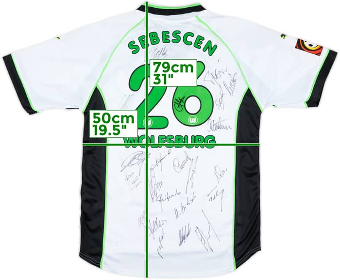 1999-00 Wolfsburg Squad Signed Away Shirt Sebescen #26 - 6/10 - (S)