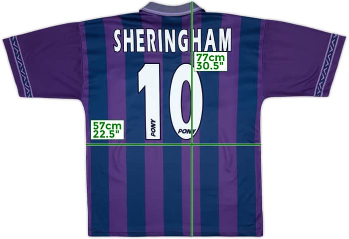 1995-97 Tottenham Away Shirt Sheringham #10 - 8/10 - (XL)