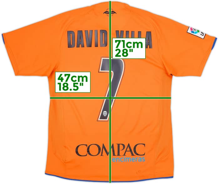 2007-08 Valencia Away Shirt David Villa #7 - 8/10 - (S)