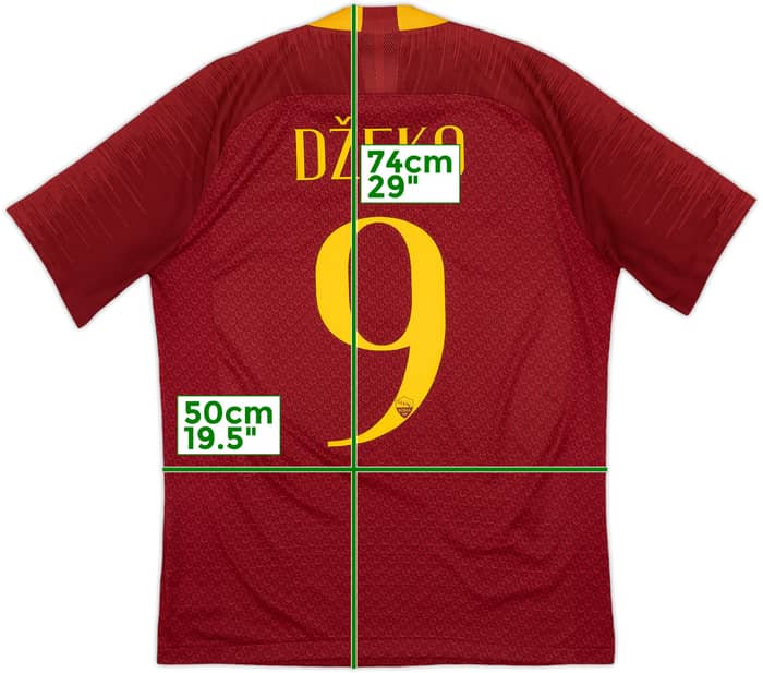 2018-19 Roma Authentic Home Shirt Dzeko #9 - 7/10 - (M)