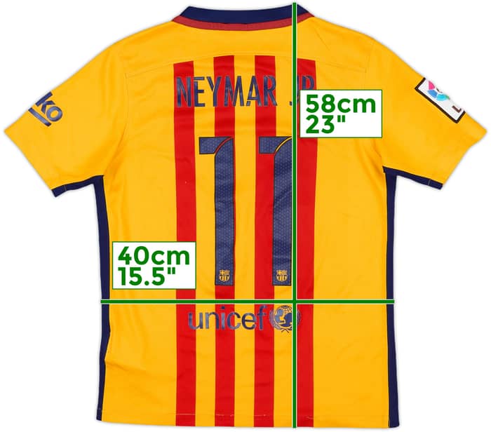 2015-16 Barcelona Away Shirt Neymar Jr #11 - 5/10 - (M.Boys)