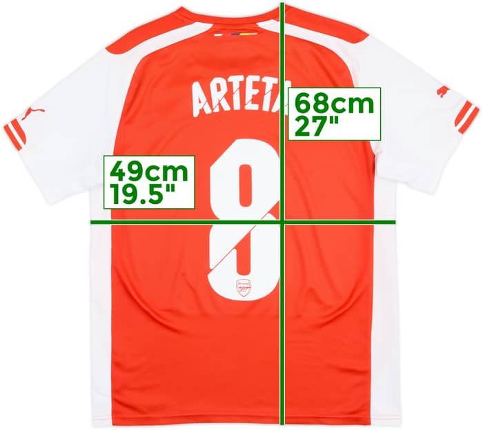 2014-15 Arsenal Home Shirt Arteta #8 - 5/10 - (M)