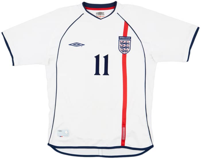 2001-03 England Home Shirt Heskey #11 - 6/10 - (M)
