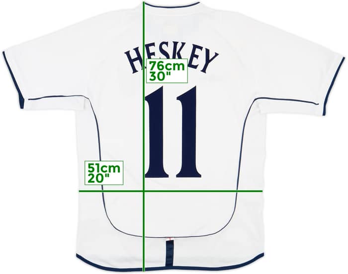 2001-03 England Home Shirt Heskey #11 - 6/10 - (M)