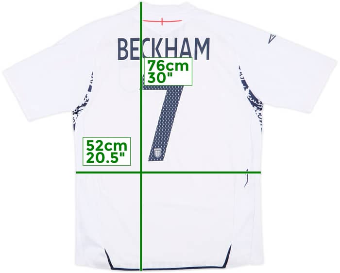 2007-09 England Home Shirt Beckham #7 - 5/10 - (L)