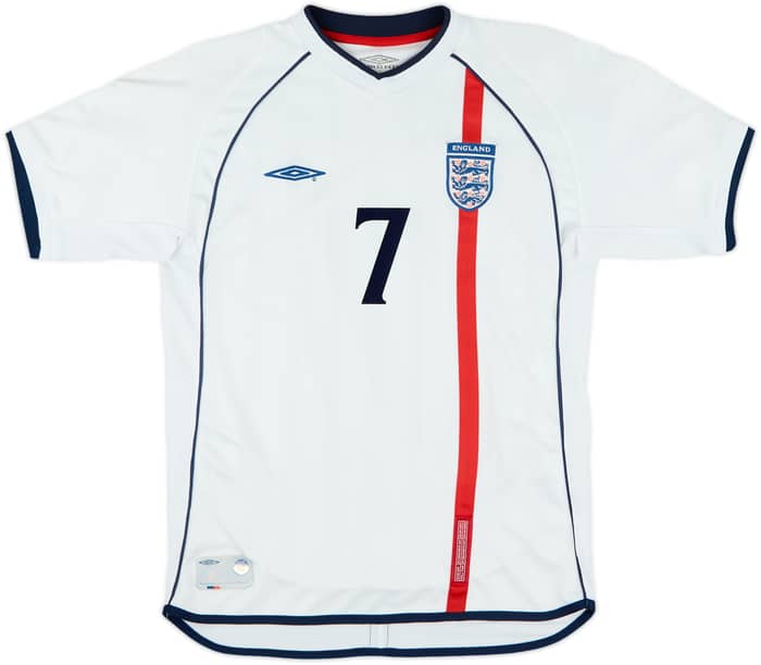 2001-03 England Home Shirt Beckham #7 - 8/10 - (L.Boys)