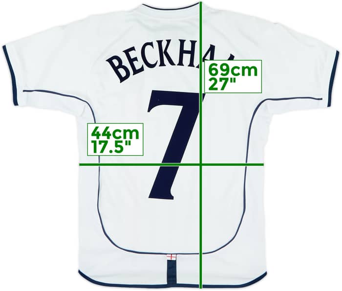 2001-03 England Home Shirt Beckham #7 - 8/10 - (L.Boys)