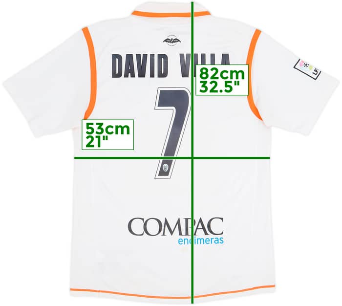 2007-08 Valencia Home Shirt David Villa #7 - 6/10 - (L)