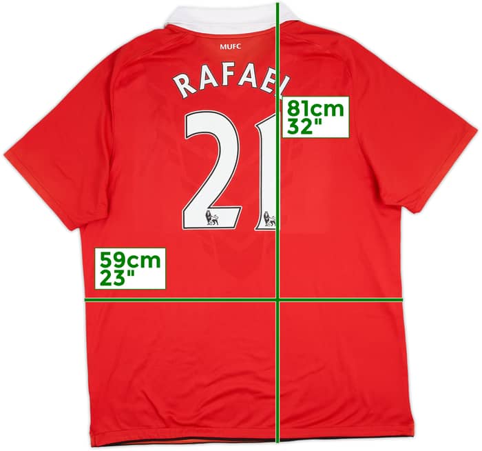 2010-11 Manchester United Home Shirt Rafael #21 - 6/10 - (XL)