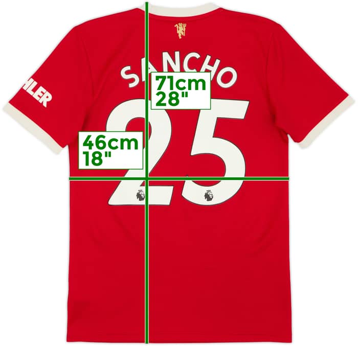 2021-22 Manchester United Home Shirt Sancho #25 - 5/10 - (S)