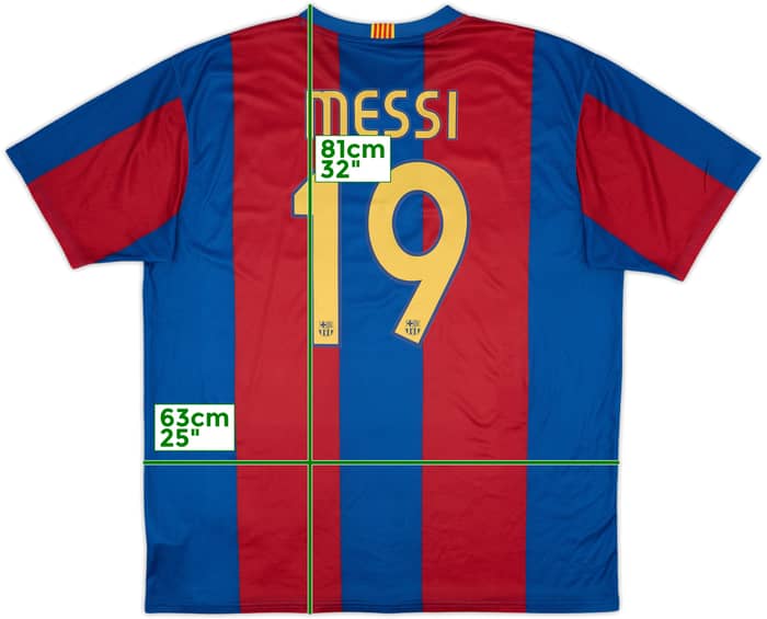 2007-08 Barcelona Basic Home Shirt Messi #19 - 8/10 - (XXL)
