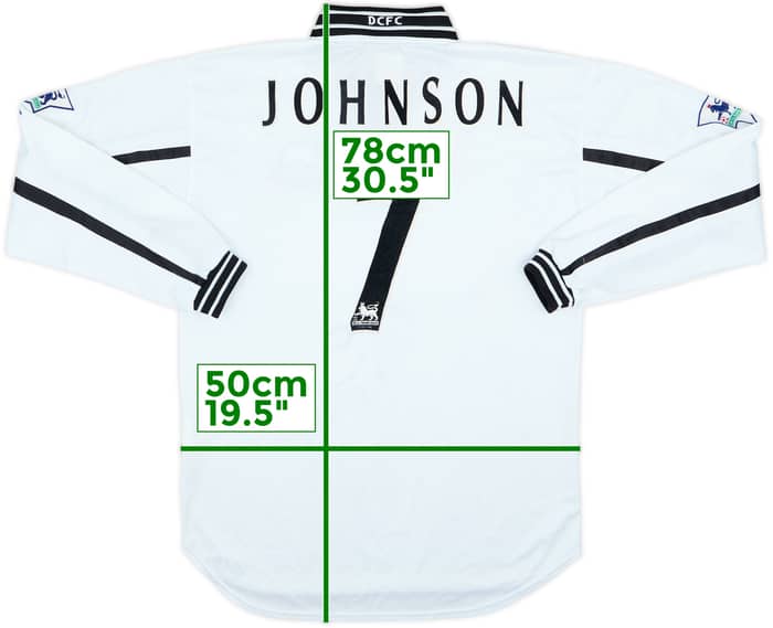 Camiseta de local de manga larga del Derby County 1999-01 Johnson #7 - 5/10 - (S)