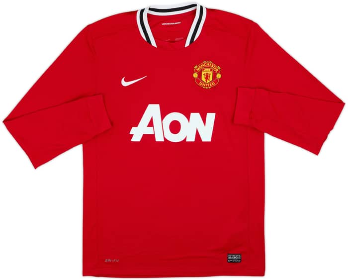2011-12 Manchester United Home L/S Shirt Jones #4 - 8/10 - (M)