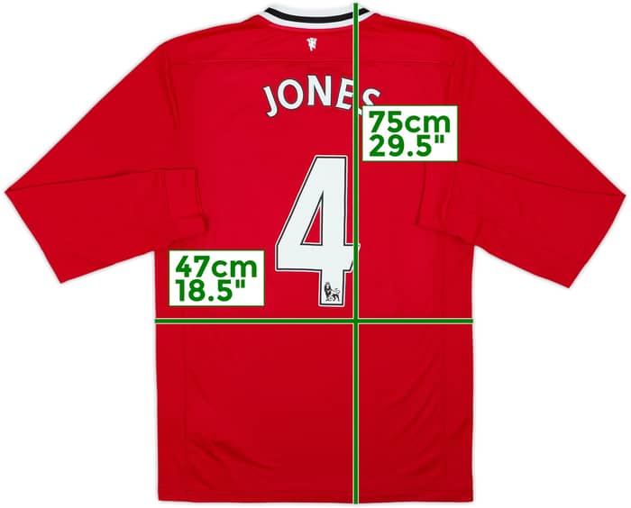2011-12 Manchester United Home L/S Shirt Jones #4 - 8/10 - (M)