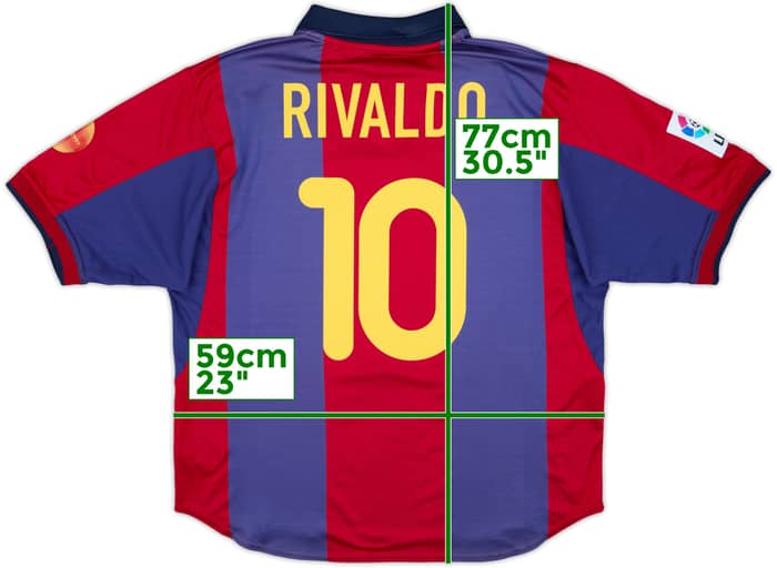 2000-01 Barcelona Home Shirt Rivaldo #10 - 7/10 - (XL)