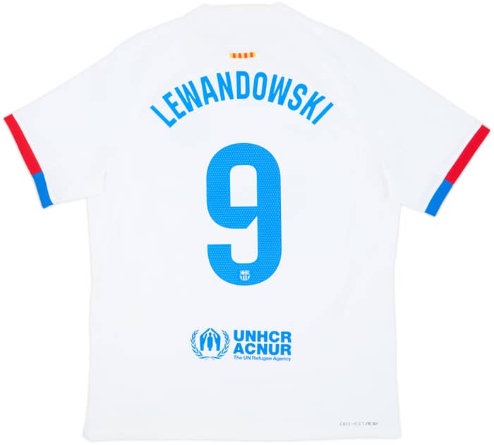 2023-24 Barcelona Authentic Away Shirt Lewandowski #9 - 7/10 - (L)