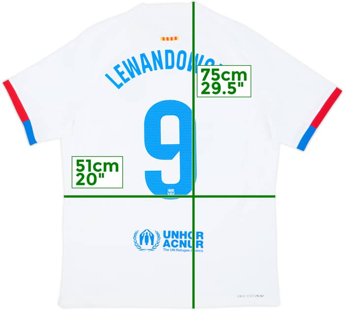 2023-24 Barcelona Authentic Away Shirt Lewandowski #9 - 7/10 - (L)