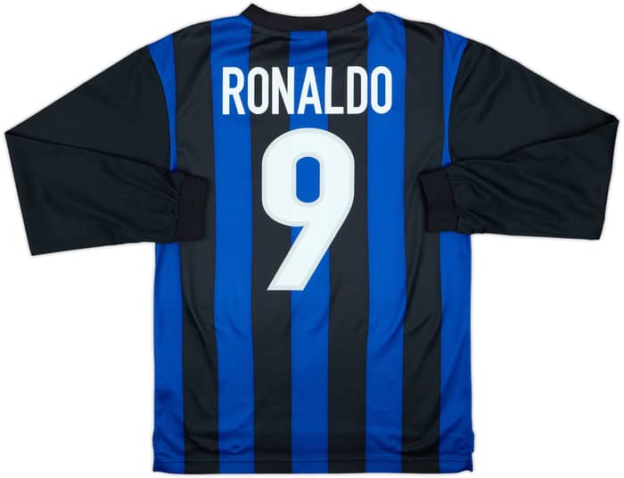 2000-01 Inter Milan Basic Home L/S Shirt Ronaldo #9 - 7/10 - (15-16 Years)