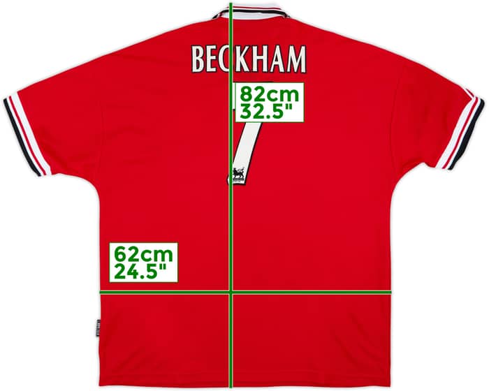 1998-00 Manchester United Camiseta Local Beckham #7 - 8/10 - (XXL)