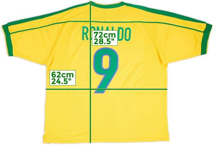 1998-00 Brazil Home Shirt Ronaldo #9 - 8/10 - (XL)