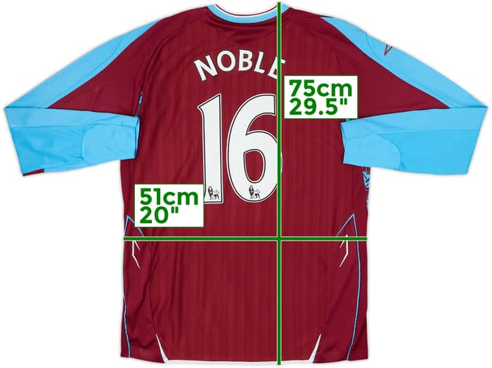 2007-08 West Ham Home L/S Shirt Noble #16 - 6/10 - (M)