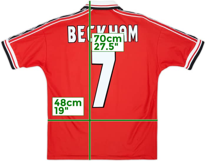 1998-00 Manchester United Home Shirt Beckham #7 - 8/10 - (M)