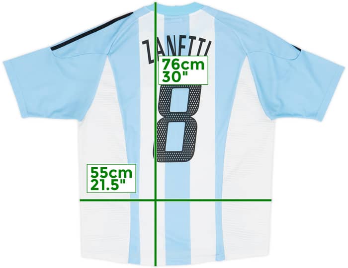 2002-04 Argentina Home Shirt Zanetti #8 - 7/10 - (L)