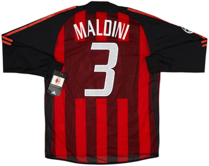 2002-03 AC Milan Player Issue Home L/S Shirt Maldini #3 (M)