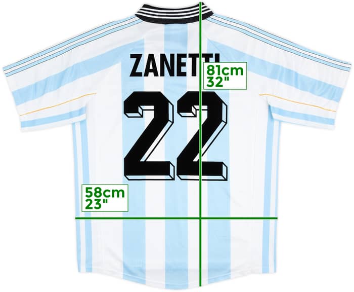 1998-99 Argentina Home Shirt Zanetti #22 - 9/10 - (L)