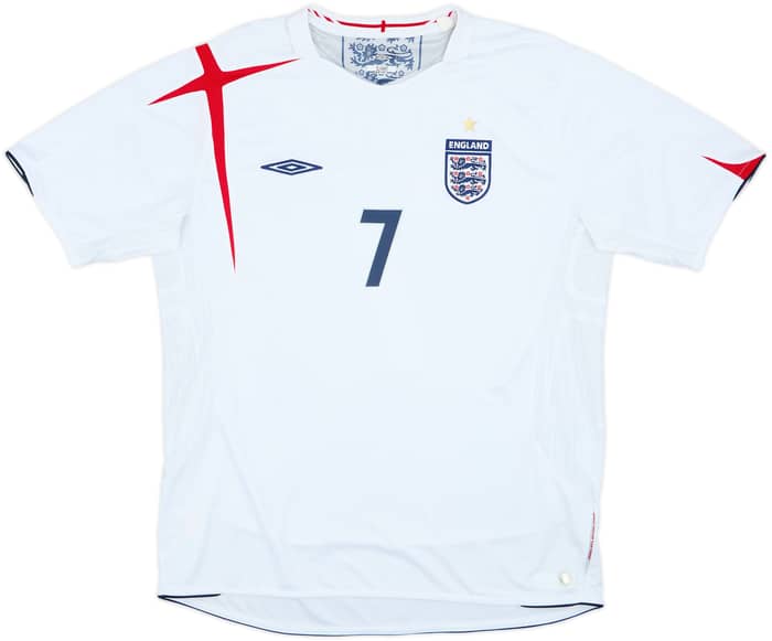 2005-07 England Home Shirt Beckham #7 - 7/10 - (XL)