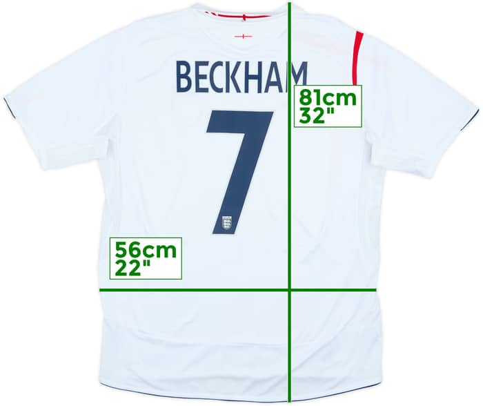 2005-07 England Home Shirt Beckham #7 - 7/10 - (XL)