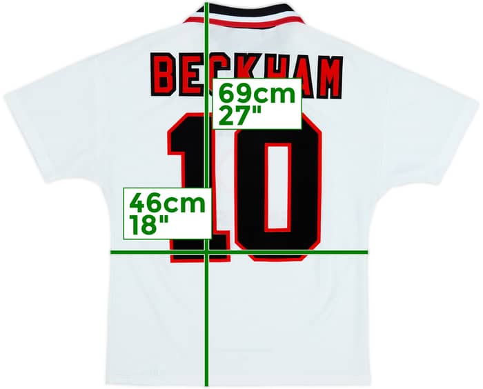 1996-97 Manchester United Away Shirt Beckham #10 - 8/10 - (15-16 Years)