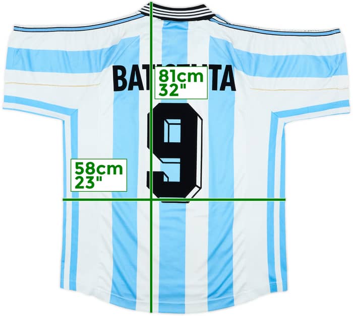 1998-99 Argentina Home Shirt Batistuta #9 - 6/10 - (L)