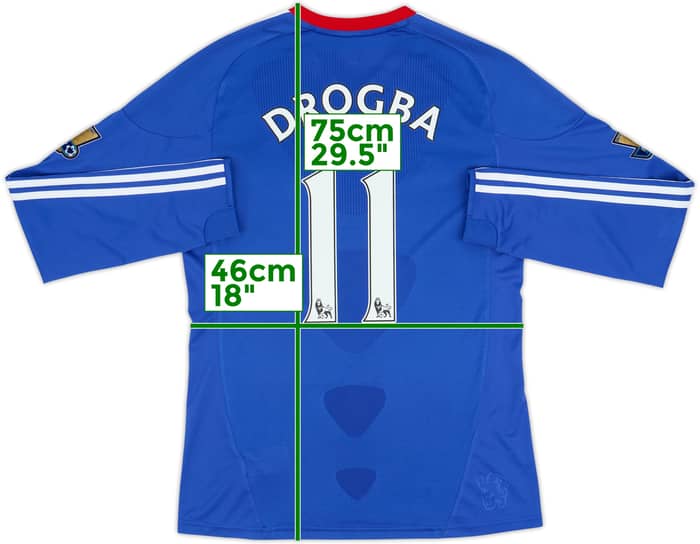 Camiseta de local de manga larga del Chelsea 2010-11 Drogba #11 - 7/10 - (S)